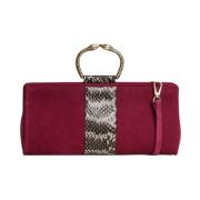 Tramontano Bourgogne Mocka Clutch med Reptilinsats Red, Dam