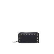 Valentino Garavani Svart Studs Dragkedja Plånbok Black, Dam