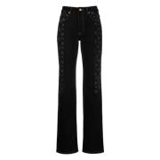 Marine Serre Straight Jeans Black, Dam