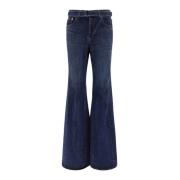 Sacai Bältesflared Jeans Blue, Dam