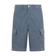 Universal Works Indigo Cargo Shorts Blue, Herr