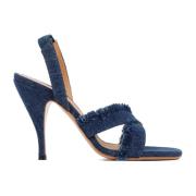 Off White Curvy Heel Denim Sandaler Blue, Dam