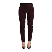 Just Cavalli Elegant Maroon Skinny Dragkedja Byxor Brown, Dam