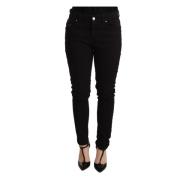 Dolce & Gabbana Svart Slim Fit Stretch Denim Jeans Black, Dam