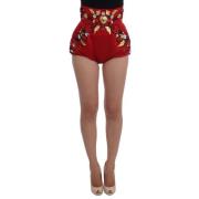 Dolce & Gabbana Röda Kristalldekorerade High Waist Shorts Multicolor, ...