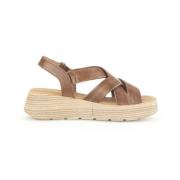 Gabor Brun Läder Kil Sandal Brown, Dam