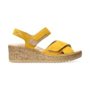 Mephisto Bred passform gul sandal med kardborreband Yellow, Dam