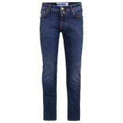 Jacob Cohën Slim Fit Denim Jeans med Brodyr och Läderpatch Blue, Herr