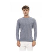 Alpha Studio Round-neck Knitwear Blue, Herr