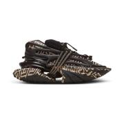 Balmain Neopren och läder enhörning låga sneakers Black, Herr