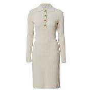 Wakakuu Icons Dress Ribbed Collar Beige, Dam