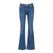 Douuod Woman Flared Jeans 5-Fickor Dragkedja Stängning Blue, Dam