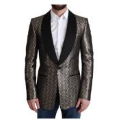 Dolce & Gabbana Metallic Jacquard Slim Blazer Jacket Multicolor, Herr