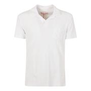 Orlebar Brown Vit Terry Cotton Polo Shirt White, Herr