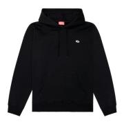 Diesel Herr Hoodie i Ekologisk Bomull med Oval D-Patch Black, Herr