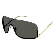 Gucci Gold/Dark Grey Sunglasses Yellow, Unisex