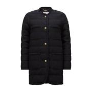 Moncler Bouclé Lång Dunjacka Svart Black, Dam