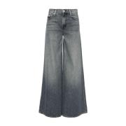 Mother Blå Wide Leg Jeans Blue, Dam