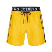 Iceberg Logo Swim Trunks Boxer Swimsuit Yellow, Herr
