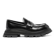 Alexander McQueen Svart Blank Loafer med Utvidd Sula Black, Dam