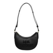 Love Moschino Glittrande Logo Hobo Väska Black, Dam