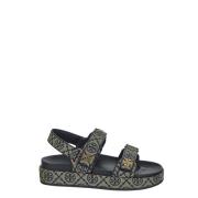 Tory Burch Canvas Sport Sandal Monogram Kira Multicolor, Dam