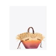 Pinko Liten Pagoda Shopper i Fucsia Multicolor, Dam