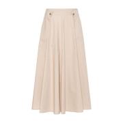 Liu Jo Beige Bomull Midi Kjol Beige, Dam