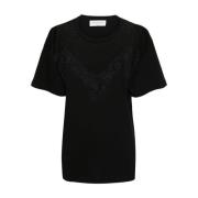 Ermanno Scervino Svart blommig spets T-shirt med meshpanel Black, Dam