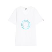 Ines De La Fressange Paris Vit V-ringad T-shirt med tryck White, Dam