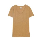 Ines De La Fressange Paris Elegant V-ringad T-shirt Brown, Dam