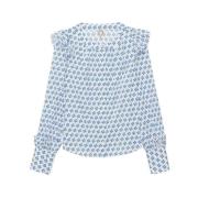 Ines De La Fressange Paris Modern Rynkad Bomullstopp Blue, Dam