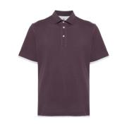 Brunello Cucinelli Aubergine Polo Skjorta Lagerdetaljer Purple, Herr