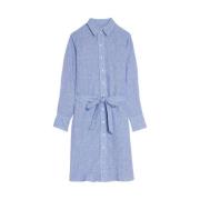 Ines De La Fressange Paris Blå Linneskjortklänning Houndstooth Blue, D...
