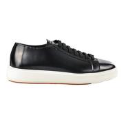 Santoni Italienska Lädersneakers Black, Herr