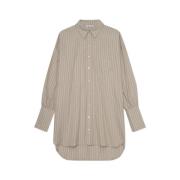 Anine Bing Oversized Skjortklänning Taupe Ränder Gray, Dam