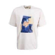 Msgm Grå Crew-neck T-shirt med Print Gray, Herr