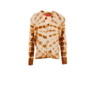 The Elder Statesman Oversized Cashmere Cardigan med Web Print Multicol...