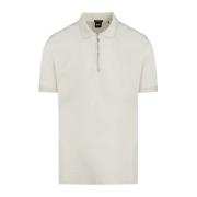 Hugo Boss Zip Polo Shirt Vit Mjölk White, Herr