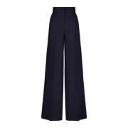 Max Mara Cervo Ull Höga Midja Wide Leg Byxor Blue, Dam