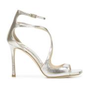 Jimmy Choo Eleganta Lädersandaler med Konturerade Remmar Beige, Dam