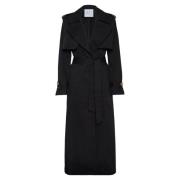 MVP wardrobe Klassisk Trenchcoat med Breda Revers Black, Dam