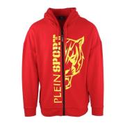 Plein Sport Herr Zip Hoodie Bomull Polyester Monokrom Red, Herr