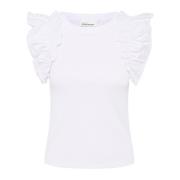 Karen by Simonsen Ruffle Sleeve Tank Top Bright White White, Dam