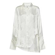 The Attico Oversized Vit Jacquard Satin Skjorta White, Dam