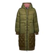 OOF Wear Bicolor Nylon Parka med Ribbstickade Manschetter Green, Dam