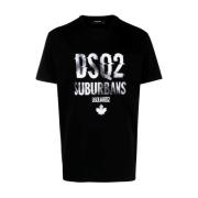 Dsquared2 Logo Print Bomull T-shirt, Svart Black, Herr