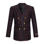 Gucci Ullflanell Blazer med Broderad Logotyp Multicolor, Herr