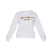 Moschino Vit Långärmad Logosweatshirt Swim White, Dam