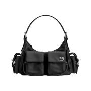 Pinko Svart Cargo Väska Love Birds Modell 102794-A1J4 Black, Dam